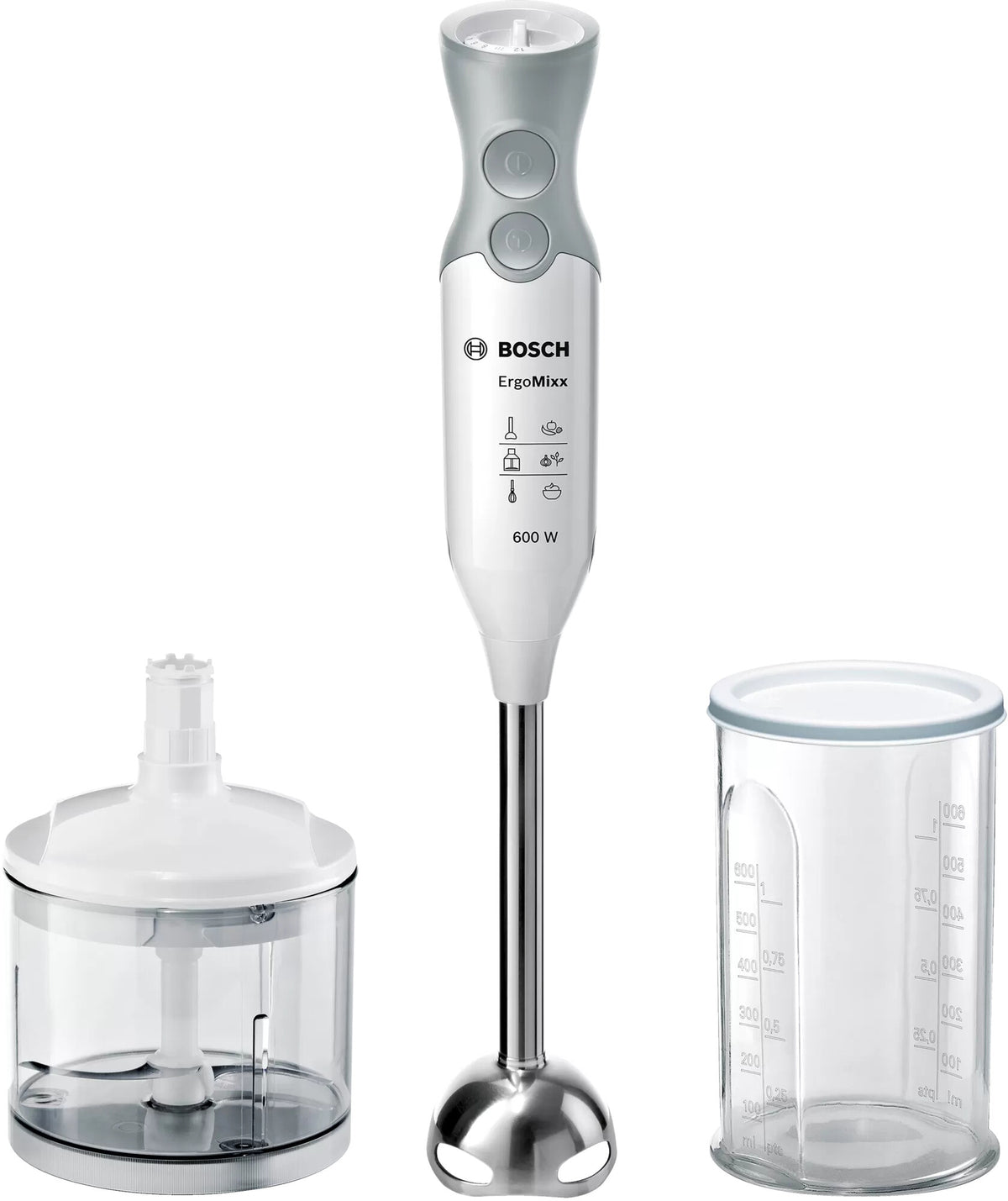 Bosch ErgoMixx MSM66120 Stavblender 600W Hvid, telegrå