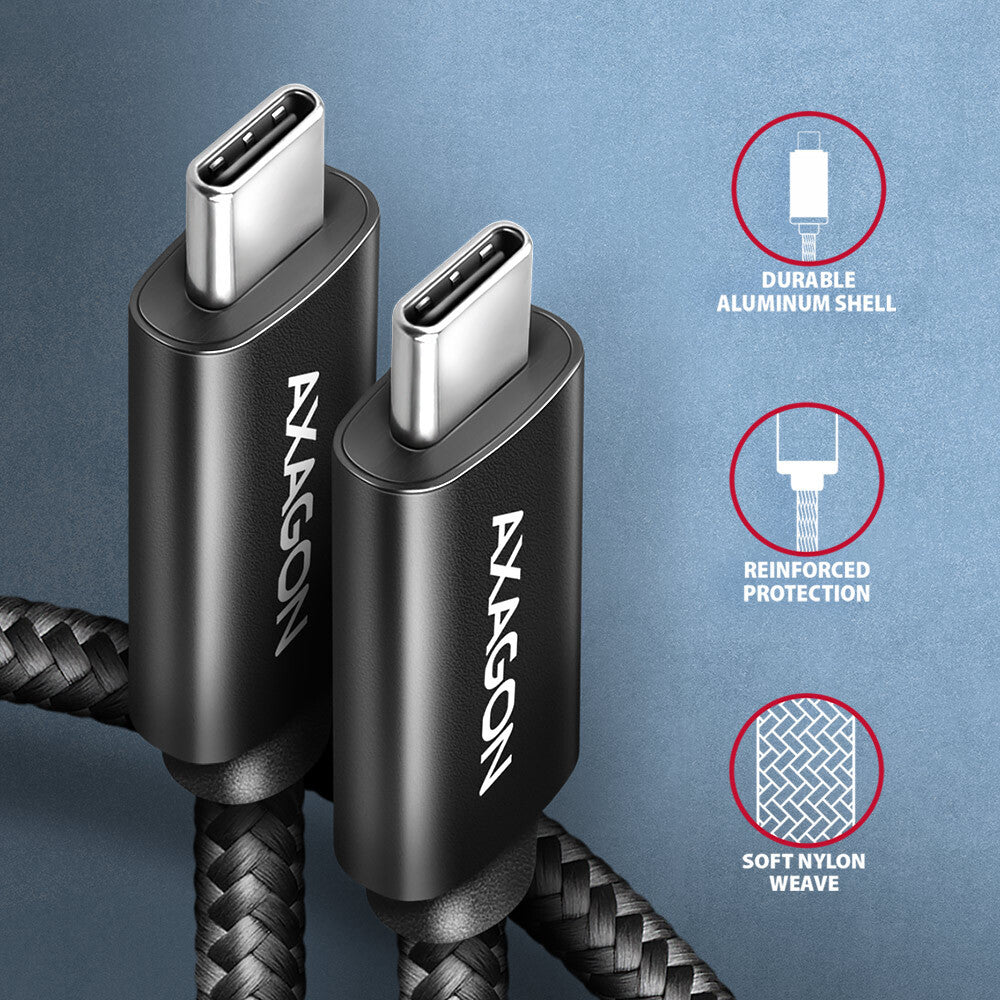Axagon BUCM4X-CM10AB USB-kabel USB4 Gen 3x2 1 m USB C 40 Gbit/sek. 240 W Sort