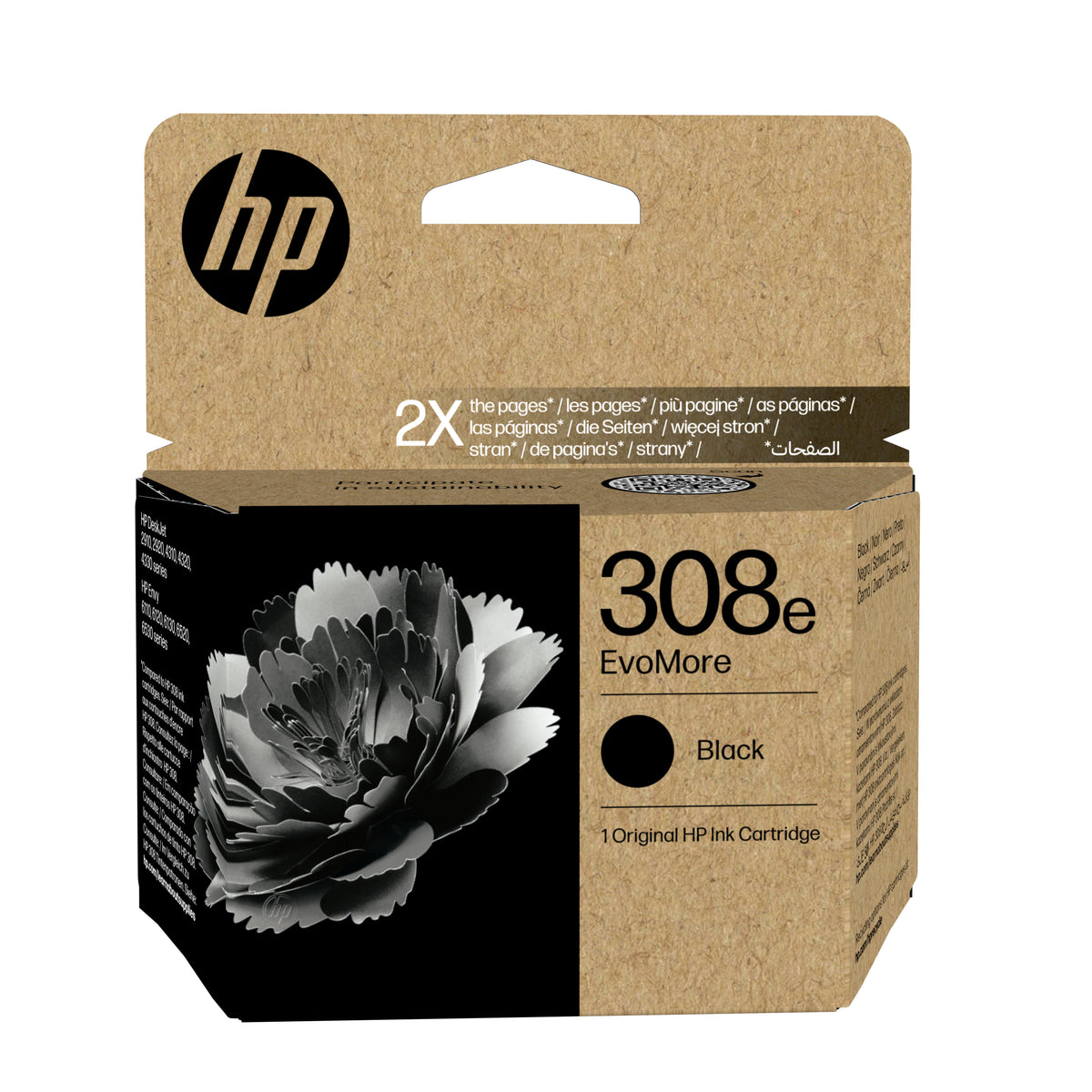 HP 308e EvoMore Sort 320 sider Blæk