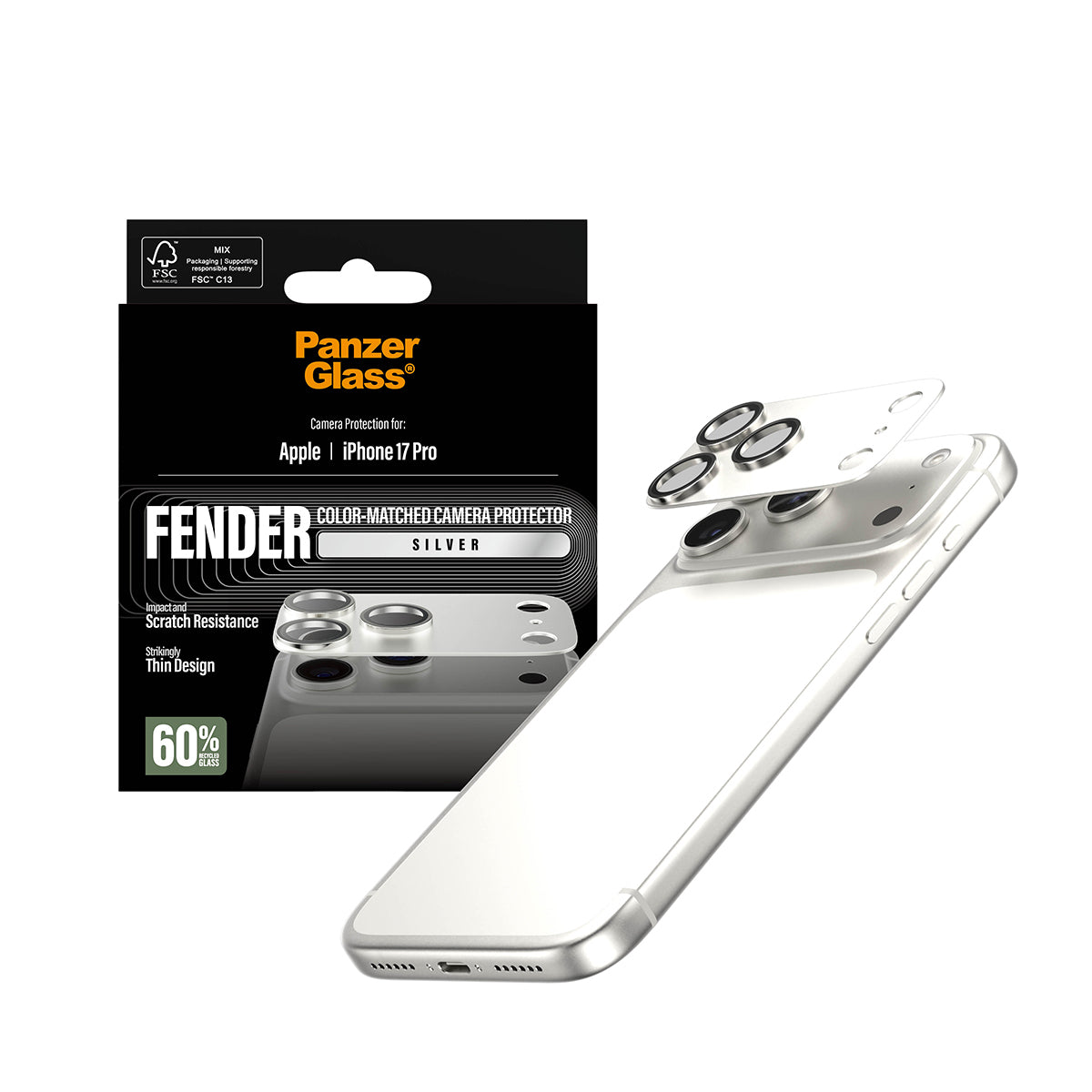 FENDER Camera Protector Silver iPhone 17 Pro