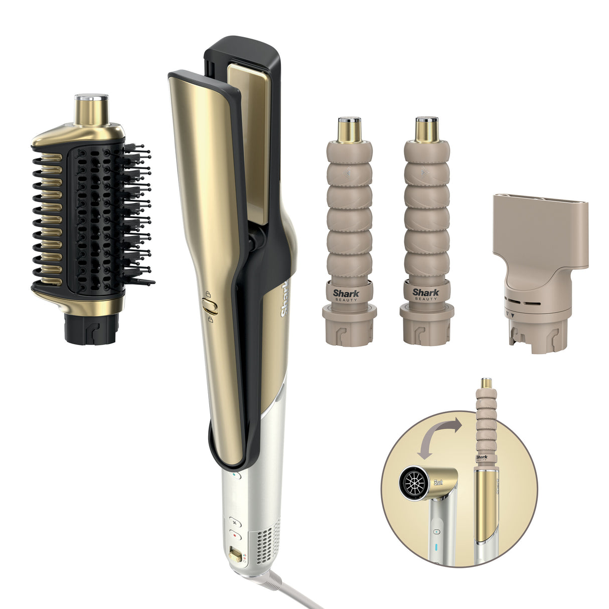 Shark HD6051SEU hårstyler Multistyler Airflow Guld 1400 W 2,44 m