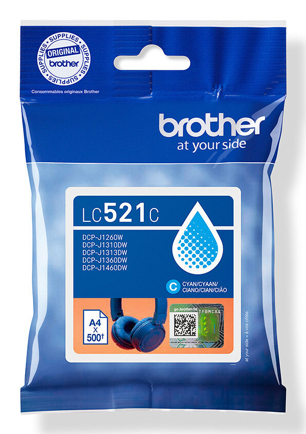 Brother LC521C blækpatron 1 stk Original Blå