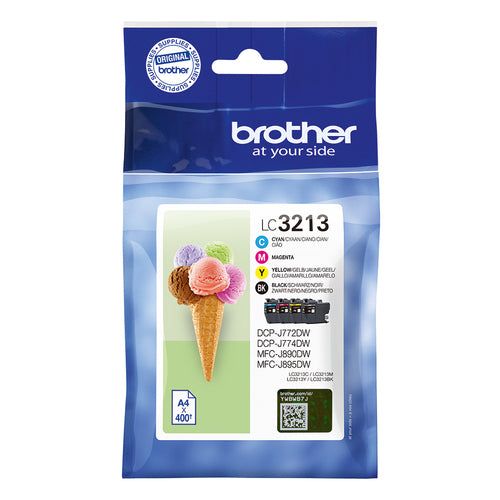 Brother LC 3213 Sort Gul Cyan Magenta 400 sider Blæk