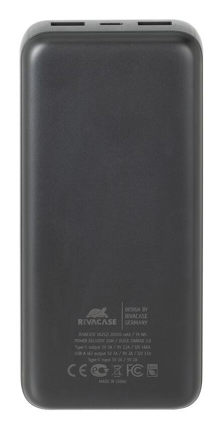 Rivacase VA2521 powerbank Lithium polymer (LiPo) 20000 mAh Grå
