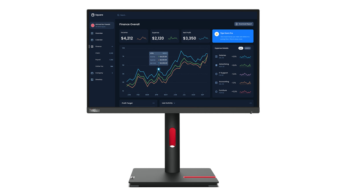 Lenovo ThinkVision T22i-30 21.5 1920 x 1080 (Full HD) VGA (HD-15) HDMI DisplayPort 60Hz Pivot Skærm