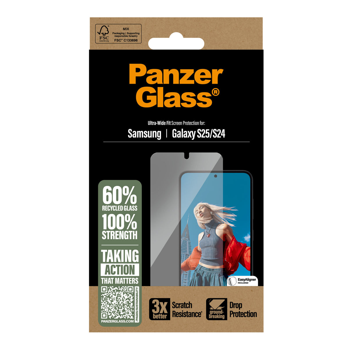 PanzerGlass ® Skærmbeskyttelse Samsung Galaxy S25 | S24 | Ultra-Wide Fit