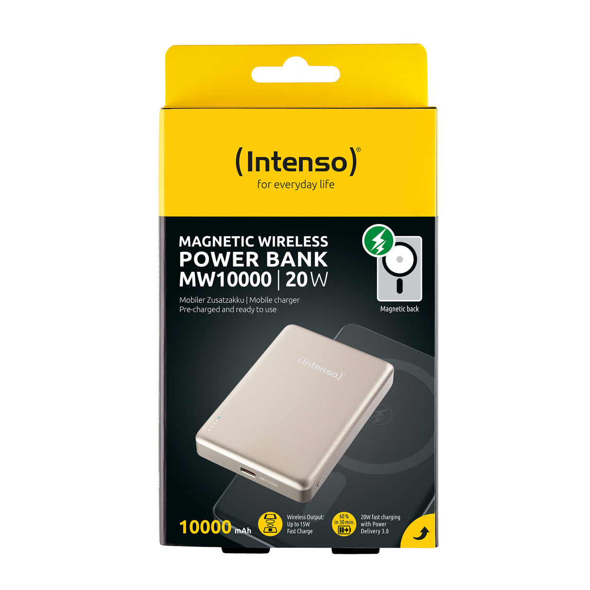 Intenso MW10000 Lithium polymer (LiPo) 10000 mAh Trådløs opladning Champagne