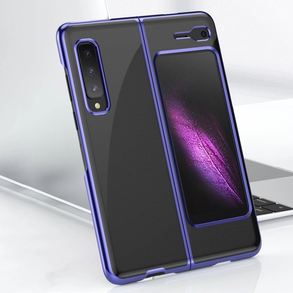 Plating Case Hard case Elektroplatering ramme Cover til Samsung Galaxy Fold blå