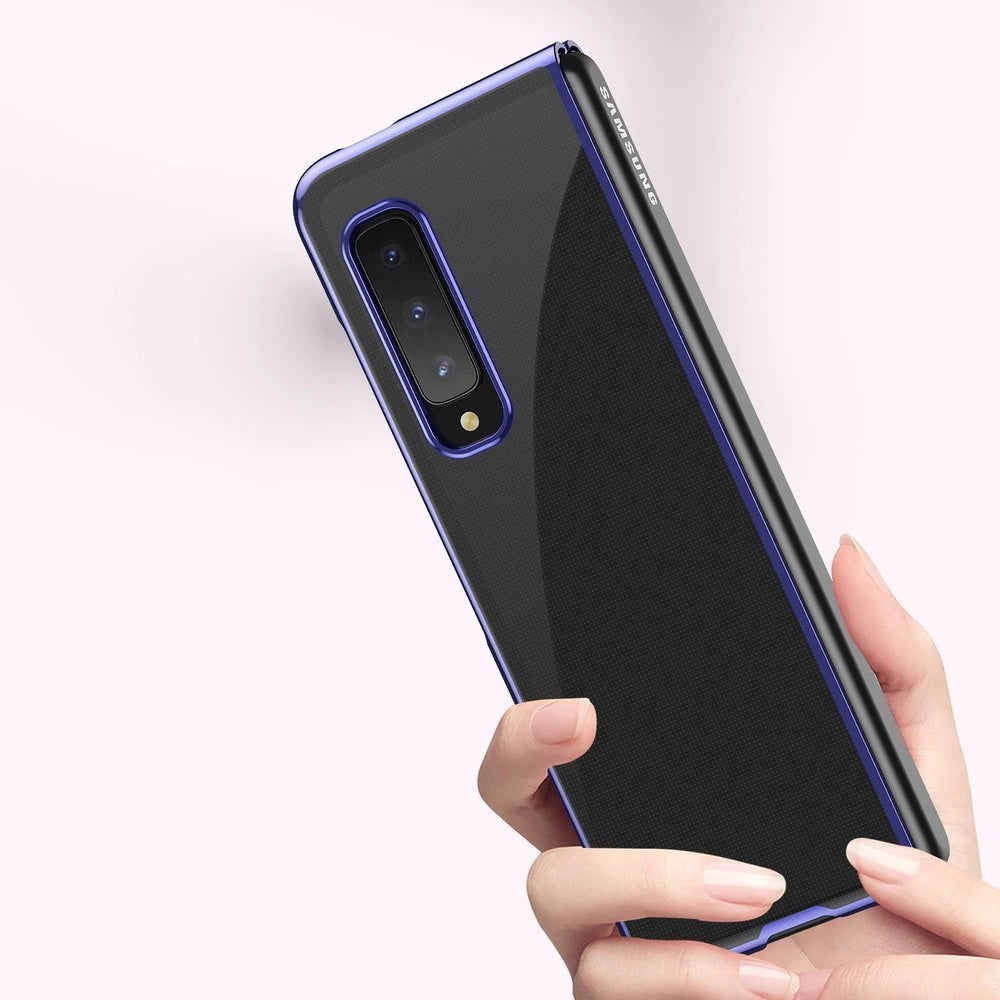 Plating Case Hard case Elektroplatering ramme Cover til Samsung Galaxy Fold blå