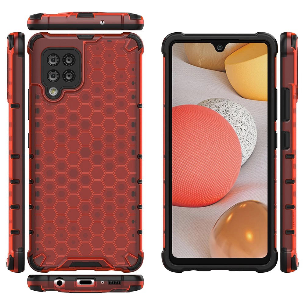 Honeycomb Case rustning med TPU Bumper til Samsung Galaxy A42 5G rød