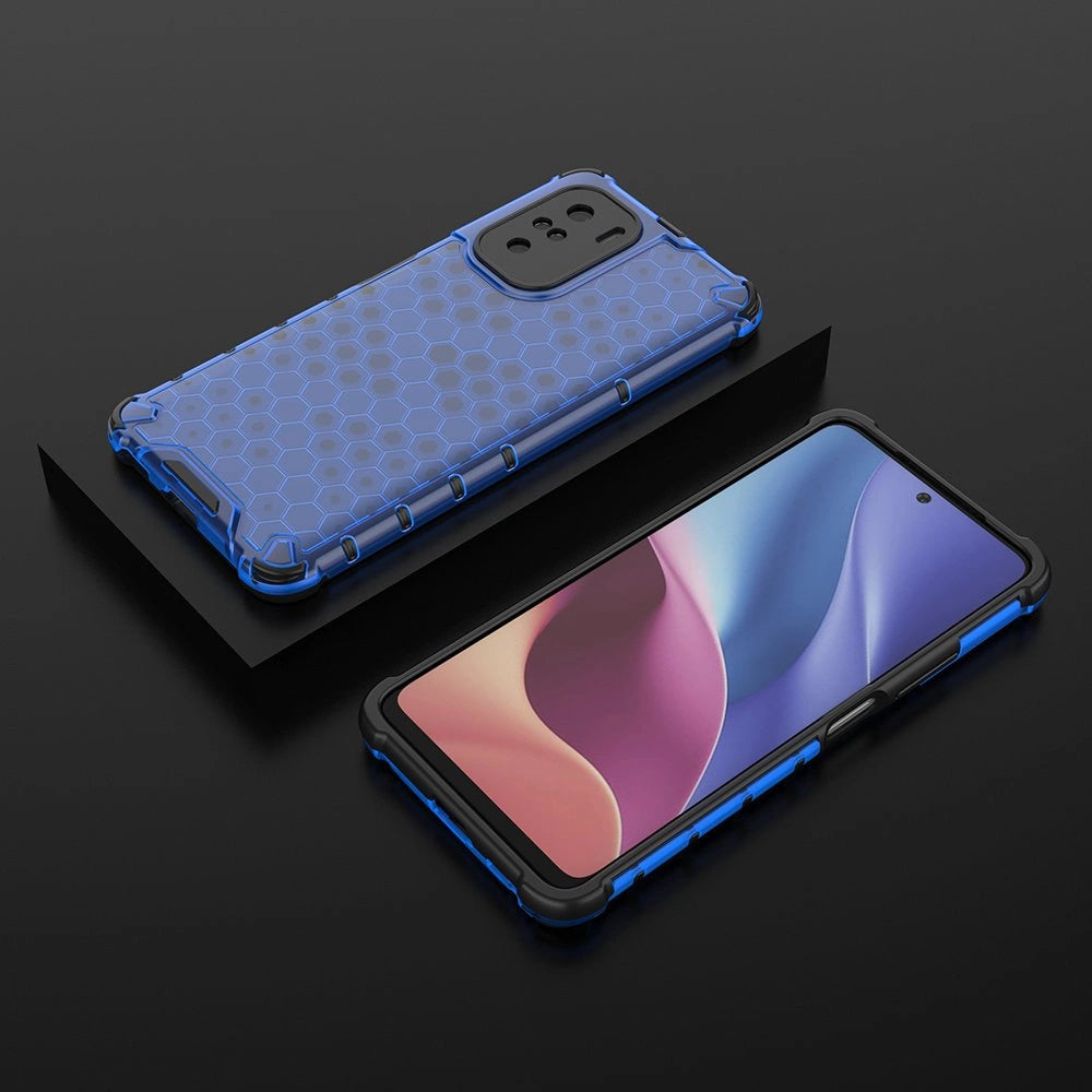 Honeycomb Case armor cover med TPU Bumper til Xiaomi Redmi K40 Pro + / K40 Pro / K40 / Poco F3 blå