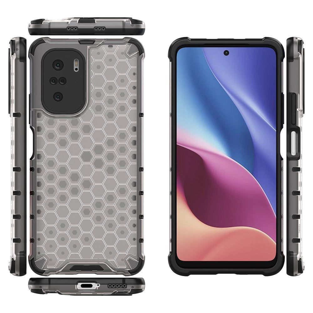 Honeycomb Case armor cover med TPU Bumper til Xiaomi Redmi K40 Pro + / K40 Pro / K40 / Poco F3 gennemsigtig