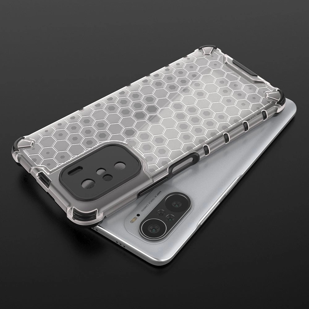 Honeycomb Case armor cover med TPU Bumper til Xiaomi Redmi K40 Pro + / K40 Pro / K40 / Poco F3 gennemsigtig