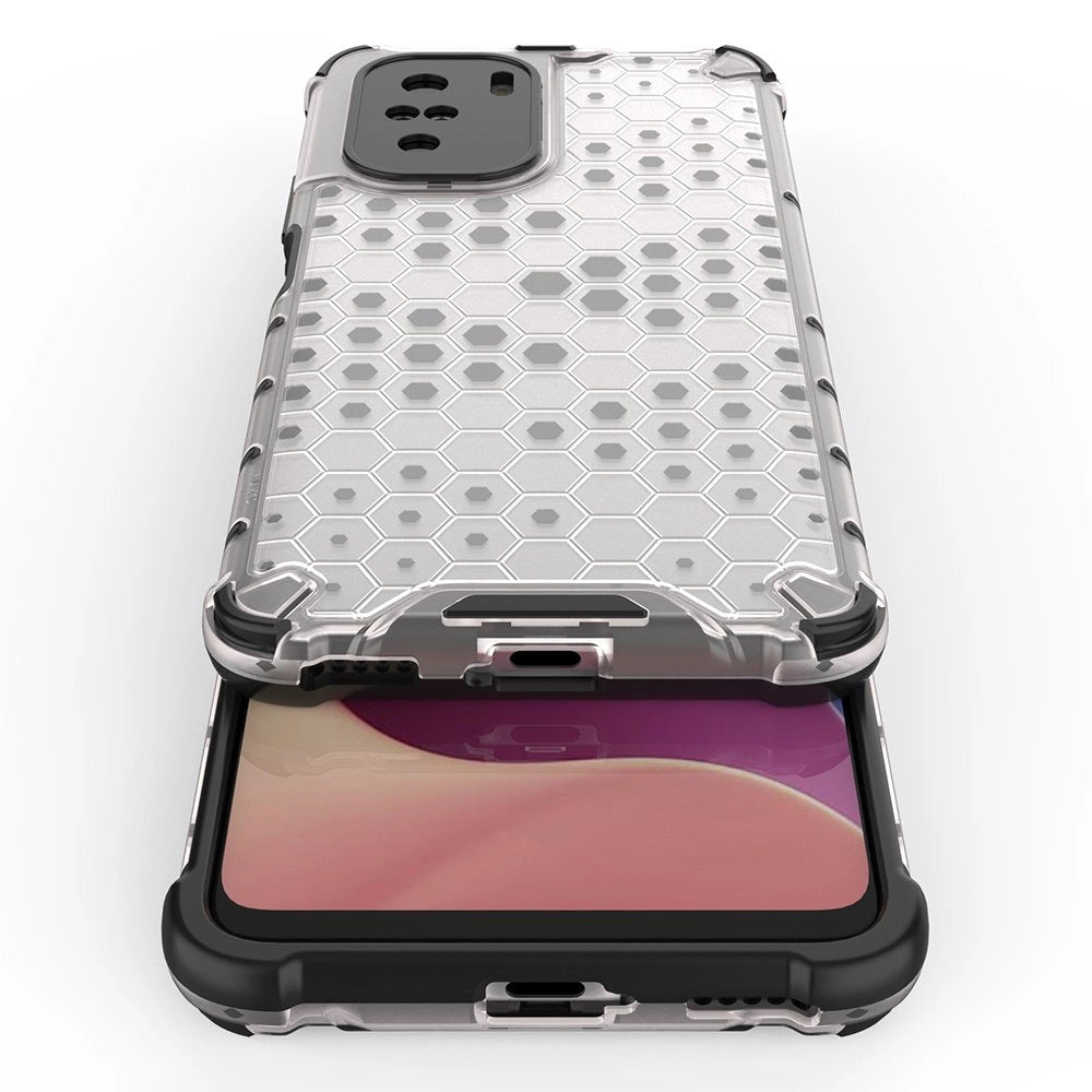 Honeycomb Case armor cover med TPU Bumper til Xiaomi Redmi K40 Pro + / K40 Pro / K40 / Poco F3 gennemsigtig
