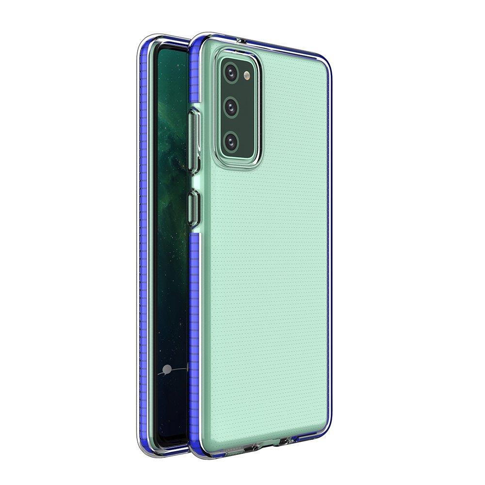 Spring Case klar TPU gel beskyttende cover med farverig ramme til Samsung Galaxy A72 4G mørkblå