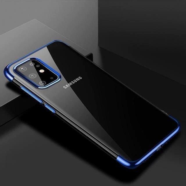 Clear Color Case Gel TPU Electroplating Frame Cover til Samsung Galaxy A72 4G blå