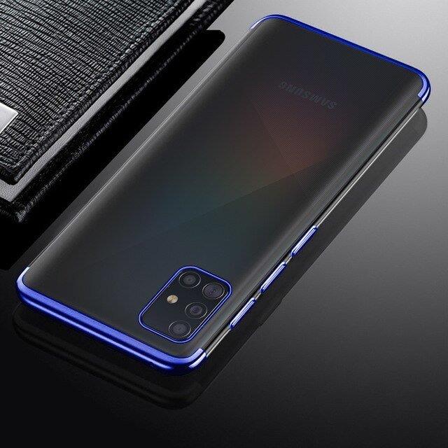 Clear Color Case Gel TPU Electroplating Frame Cover til Samsung Galaxy A72 4G blå