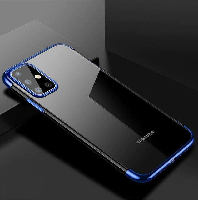 Clear Color Case Gel TPU Elektroplatering ramme Cover til Samsung Galaxy A72 4G blå