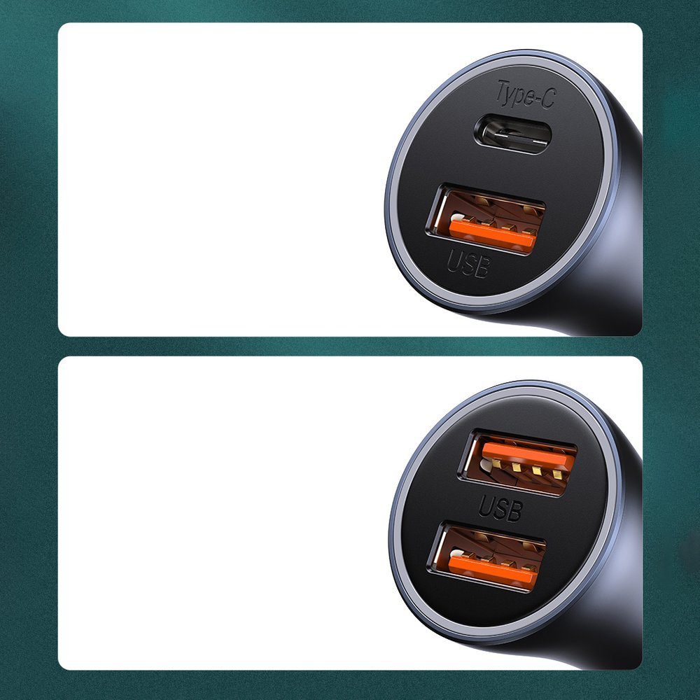 Baseus Golden Contactor Pro fast car charger USB Type C / USB 40 W Power Delivery 3.0 Quick Charge 4+ SCP FCP AFC + USB Type C cable - Lightning gray (TZCCJD-B0G)