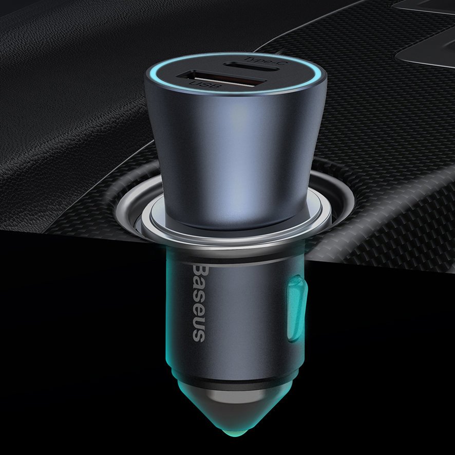 Baseus Golden Contactor Pro fast car charger USB Type C / USB 40 W Power Delivery 3.0 Quick Charge 4+ SCP FCP AFC + USB Type C cable - Lightning gray (TZCCJD-B0G)