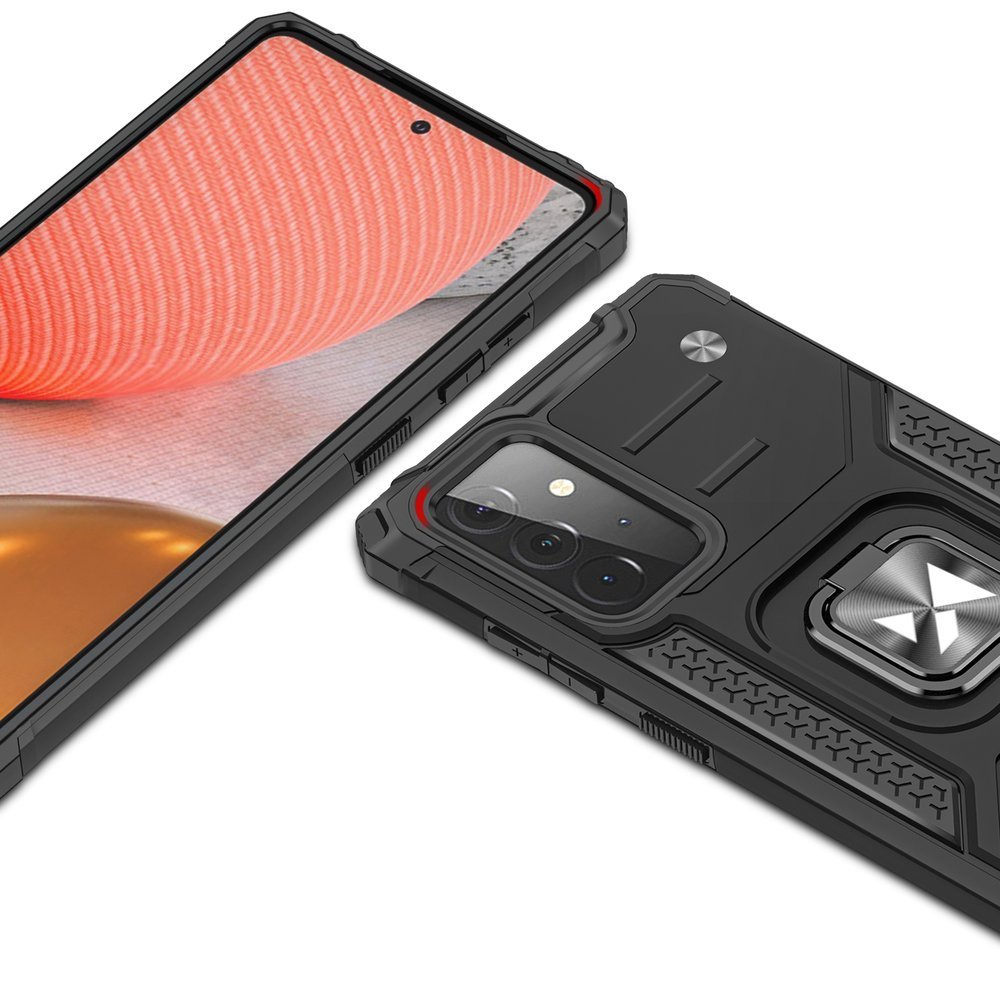 Wozinsky Ring Armor Case Kickstand Tough Rugged Cover til Samsung Galaxy A72 4G blå