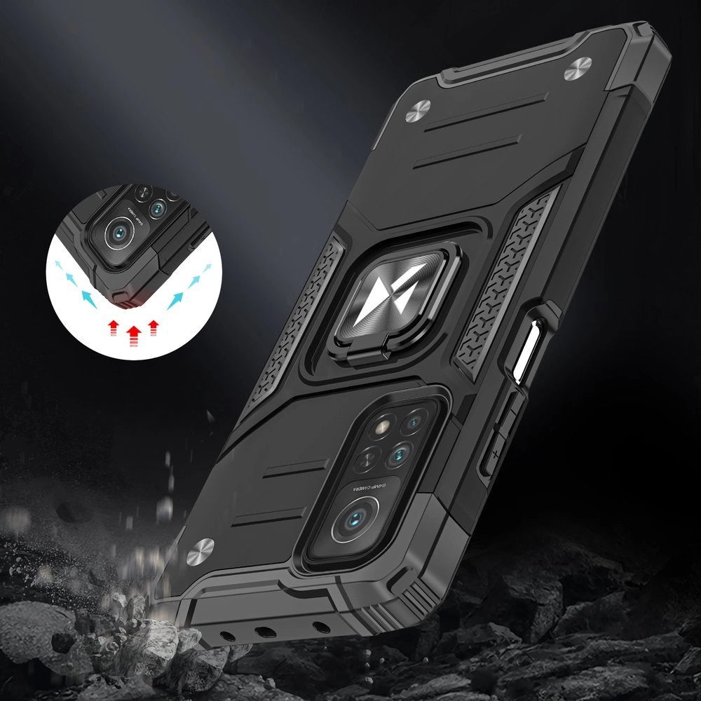 Wozinsky Ring Armor Case Kickstand Tough Rugged Cover til Samsung Galaxy A72 4G blå