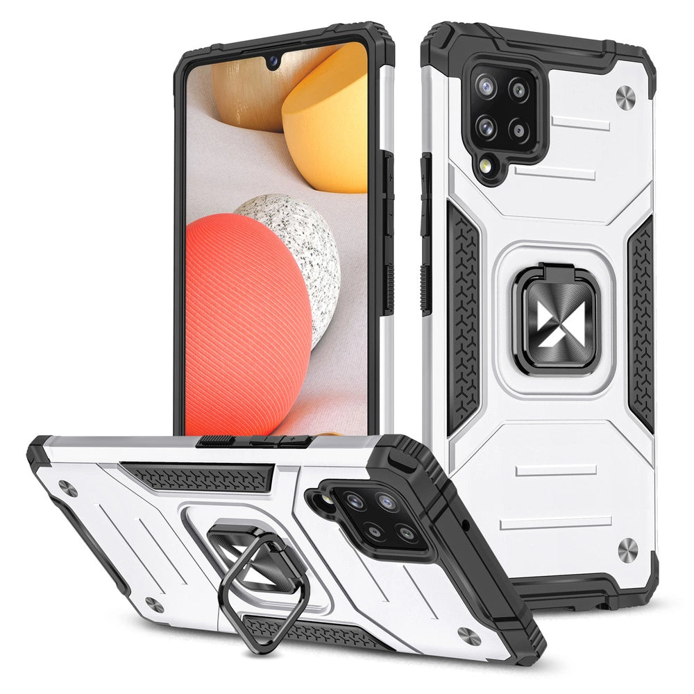Wozinsky Ring Armor Case Kickstand Tough Rugged Cover til Samsung Galaxy A42 5G sølv