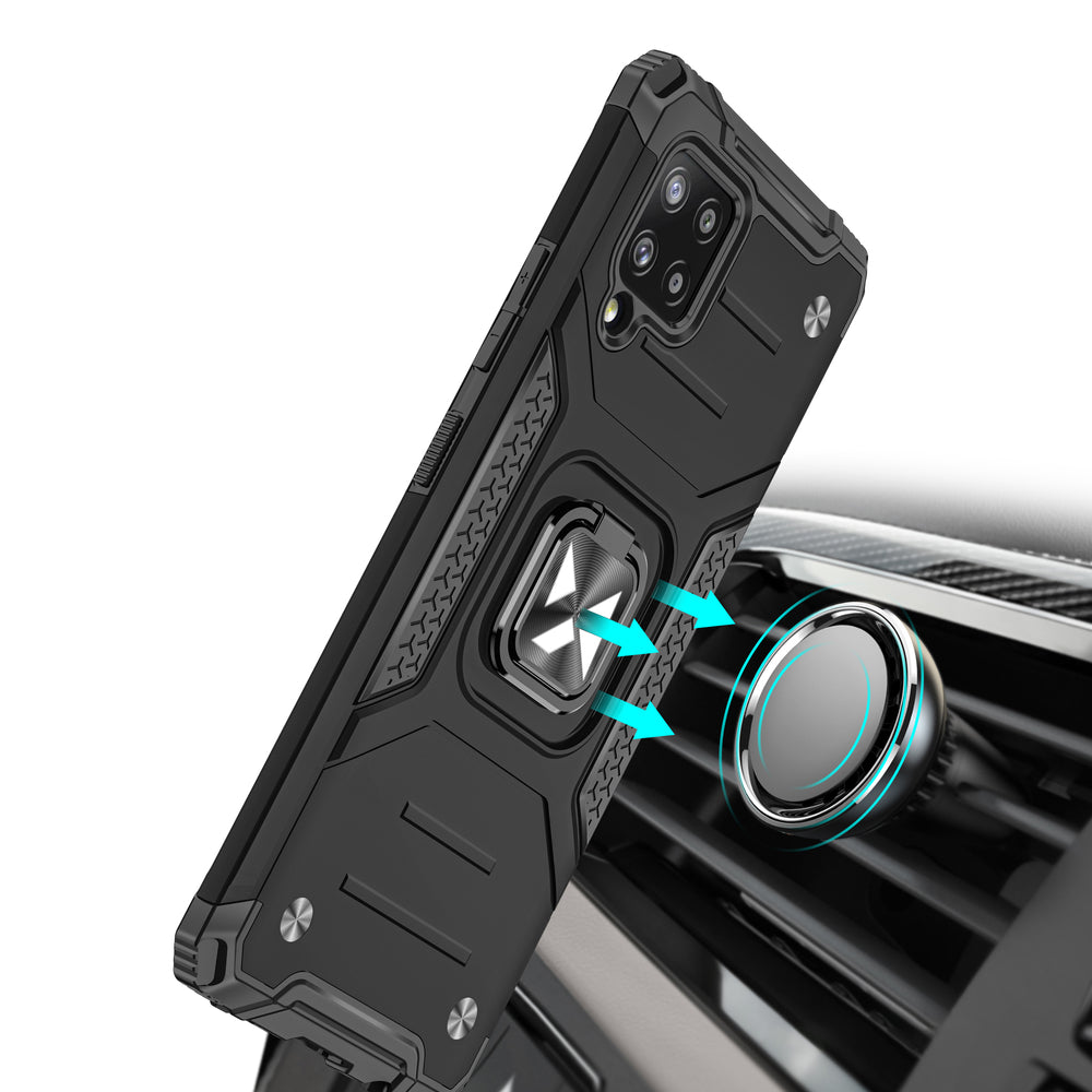 Wozinsky Ring Armor Case Kickstand Tough Rugged Cover til Samsung Galaxy A42 5G lyserød