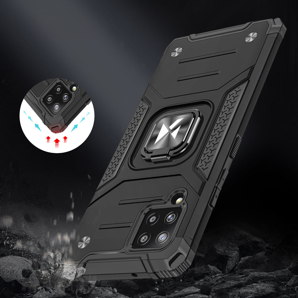 Wozinsky Ring Armor Case Kickstand Tough Rugged Cover til Samsung Galaxy A42 5G lyserød