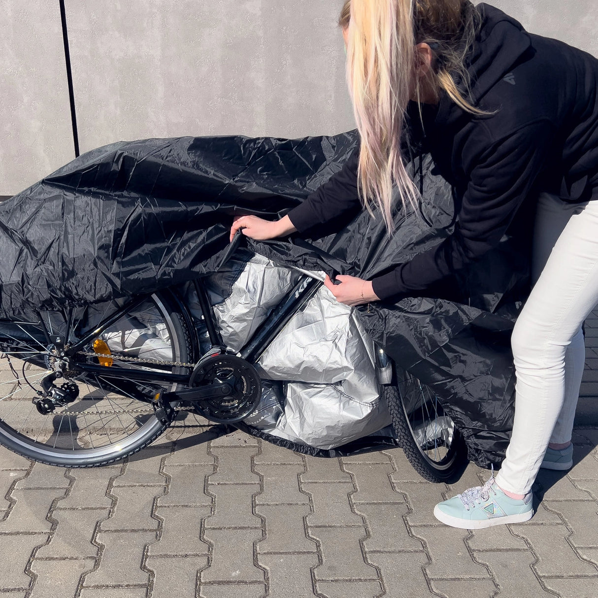 Vandtæt grilldæksel, cykeldæksel, cykeldæksel, dæk til havemøbler, XXL-dæk, sort