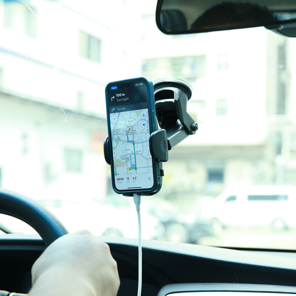 Joyroom car phone holder with telescopic extendable arm for dashboard and windshield black (JR-ZS259)