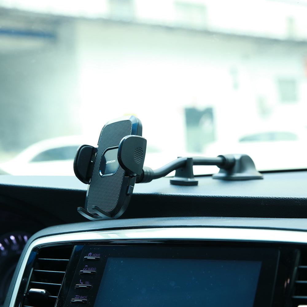 Joyroom car phone holder with flexible arm for dashboard or windshield, black (JR-ZS259)