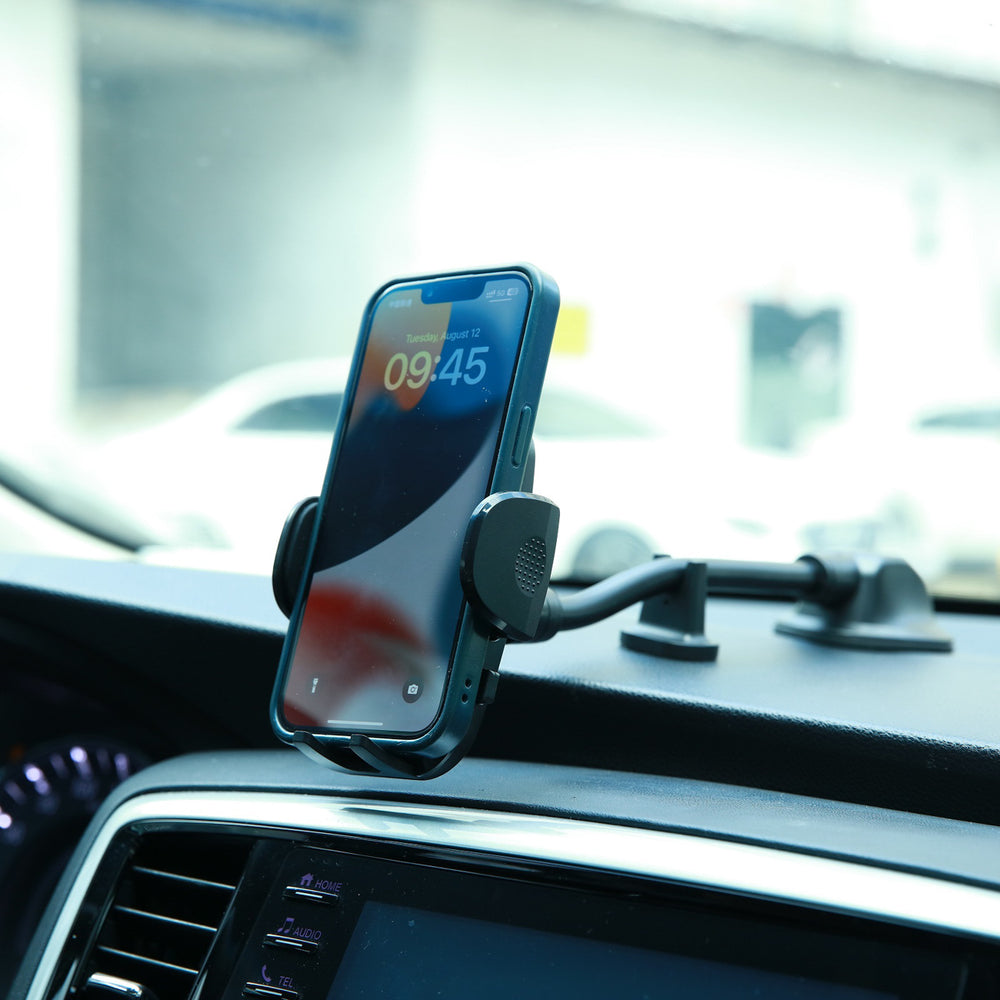 Joyroom car phone holder with flexible arm for dashboard or windshield, black (JR-ZS259)