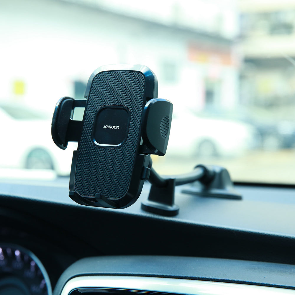 Joyroom car phone holder with flexible arm for dashboard or windshield, black (JR-ZS259)