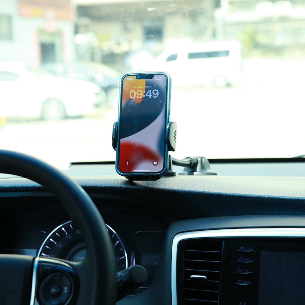 Joyroom car phone holder with flexible arm for dashboard or windshield, black (JR-ZS259)