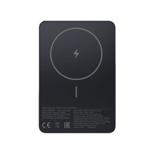 Xiaomi Power Bank Super Slim Magnetic 5000 mAh sort EU BHR08PMGL