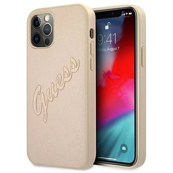 Guess GUHCP12LRSAVSLG iPhone 12 Pro Max 6.7" guld/guld hardcase Saffiano Vintage Script