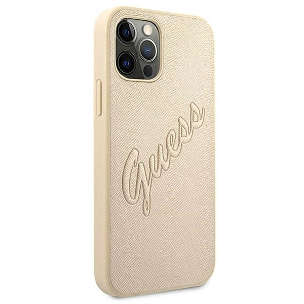Guess GUHCP12LRSAVSLG iPhone 12 Pro Max 6.7" guld/guld hardcase Saffiano Vintage Script