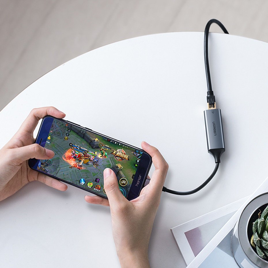 Ugreen eksternt netværksadapter RJ45 - USB Type C (1000 Mbps / 1 Gbps) Gigabit Ethernet grå (CM199)