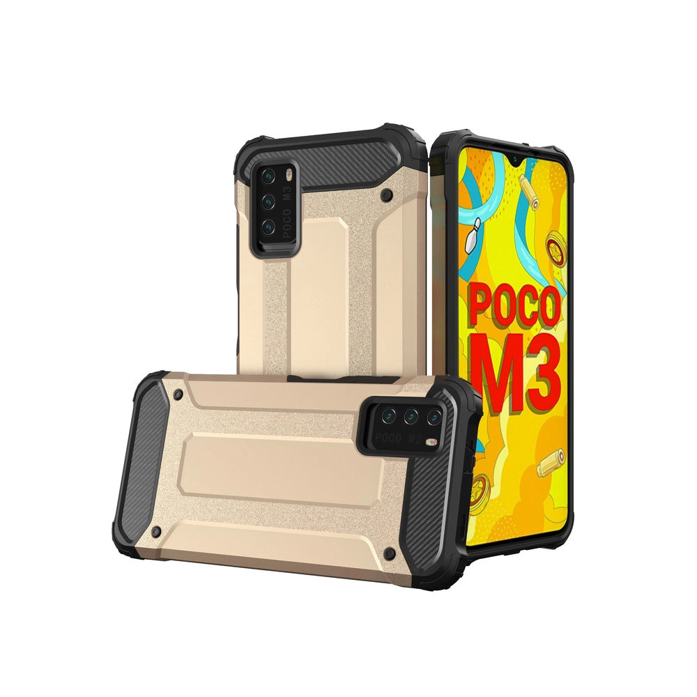Hybrid Armor Case Tough Rugged Cover til Xiaomi Redmi Note 10 5G / Poco M3 Pro guld