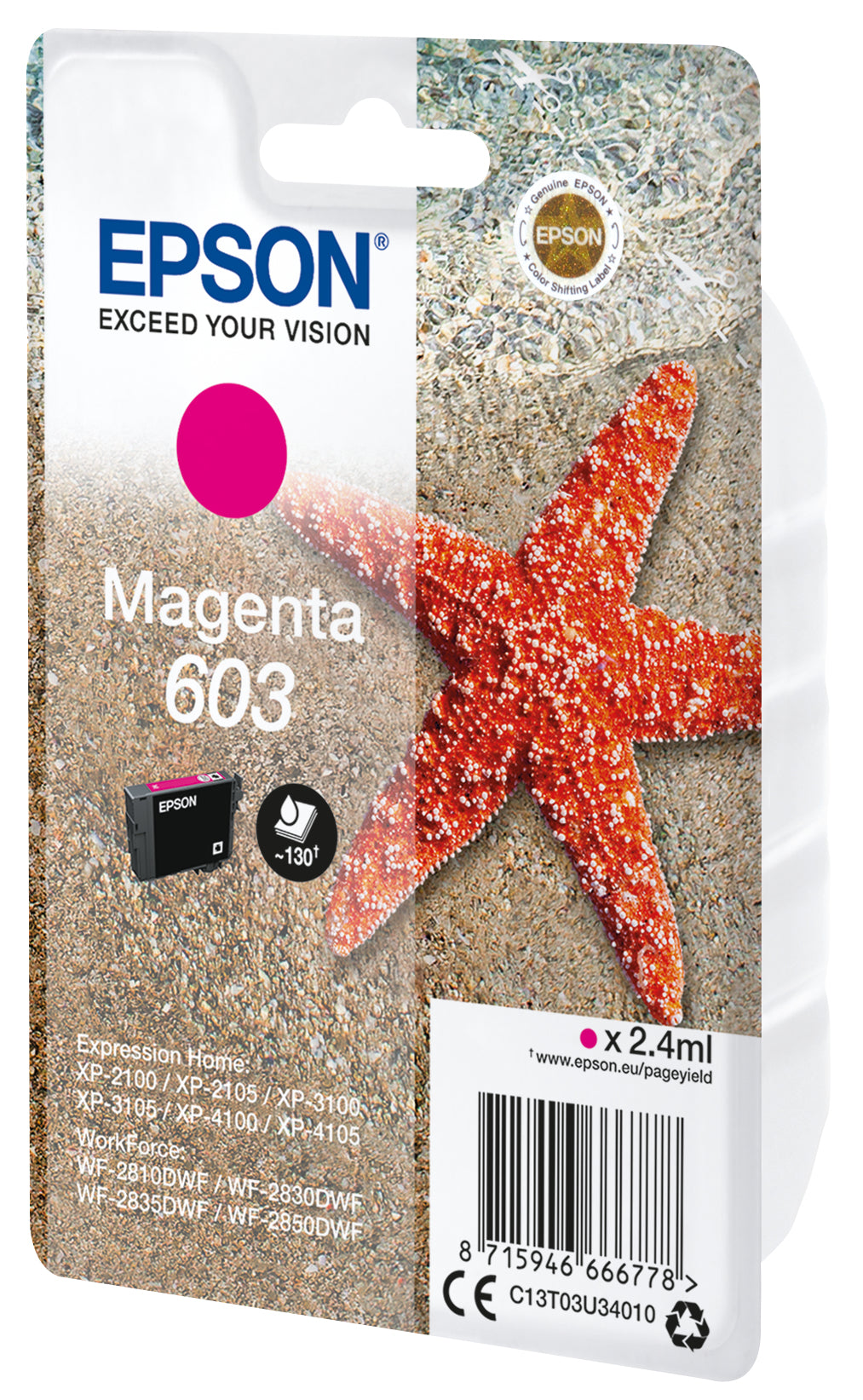 Epson C13T03U34010 blækpatron 1 stk Original Standard udbytte Magenta