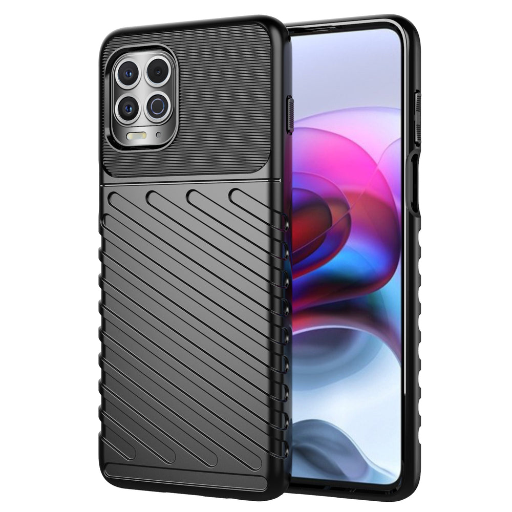 Thunder Case Flexible Tough Rugged Cover TPU Case til Motorola Moto G100 / Edge S sort