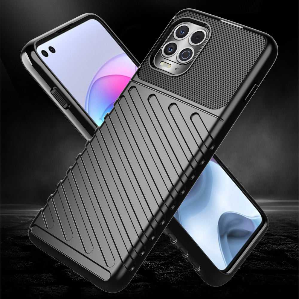 Thunder Case Flexible Tough Rugged Cover TPU Case til Motorola Moto G100 / Edge S sort