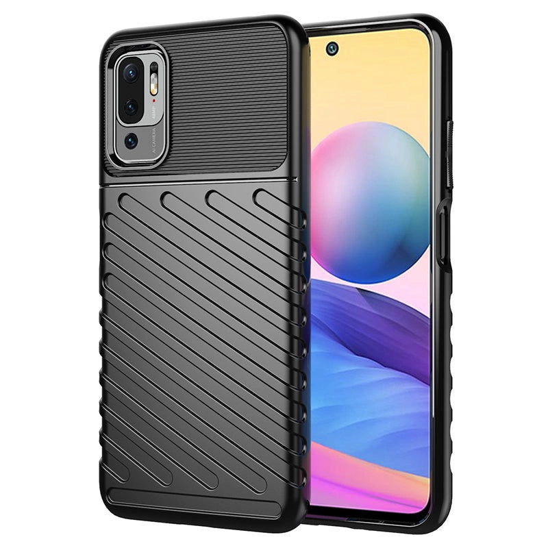 Thunder Case Flexible Tough Rugged Cover TPU Case til Xiaomi Redmi Note 10 5G / Poco M3 Pro sort