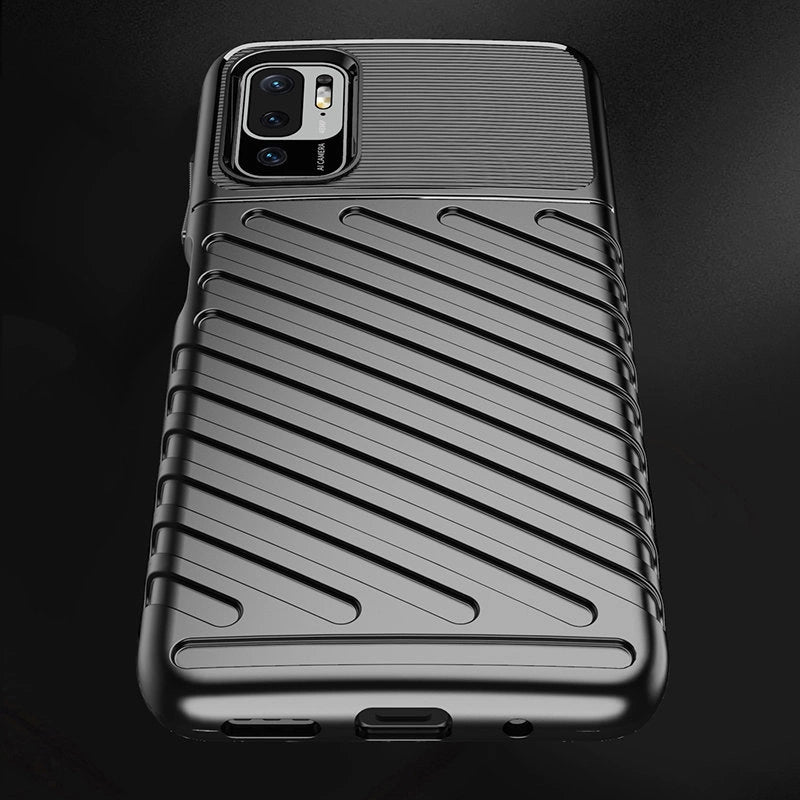 Thunder Case Flexible Tough Rugged Cover TPU Case til Xiaomi Redmi Note 10 5G / Poco M3 Pro sort