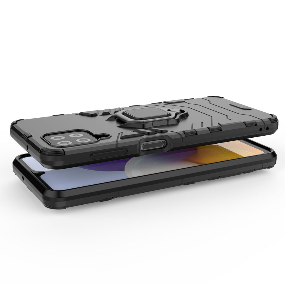 Ring Armor Case Kickstand Tough Rugged Cover til Samsung Galaxy A22 4G blå