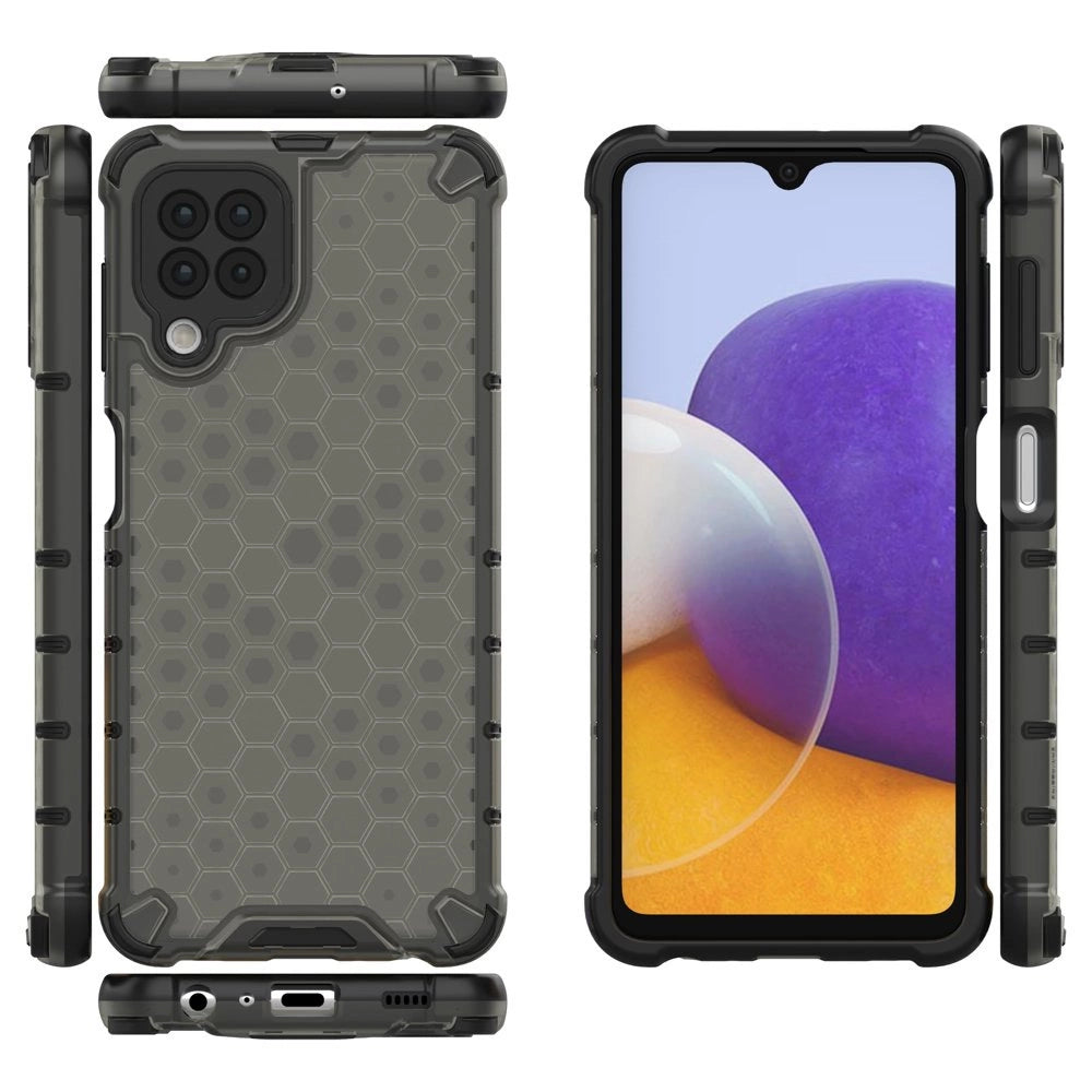 Honeycomb Case rustning med TPU Bumper til Samsung Galaxy A22 4G sort