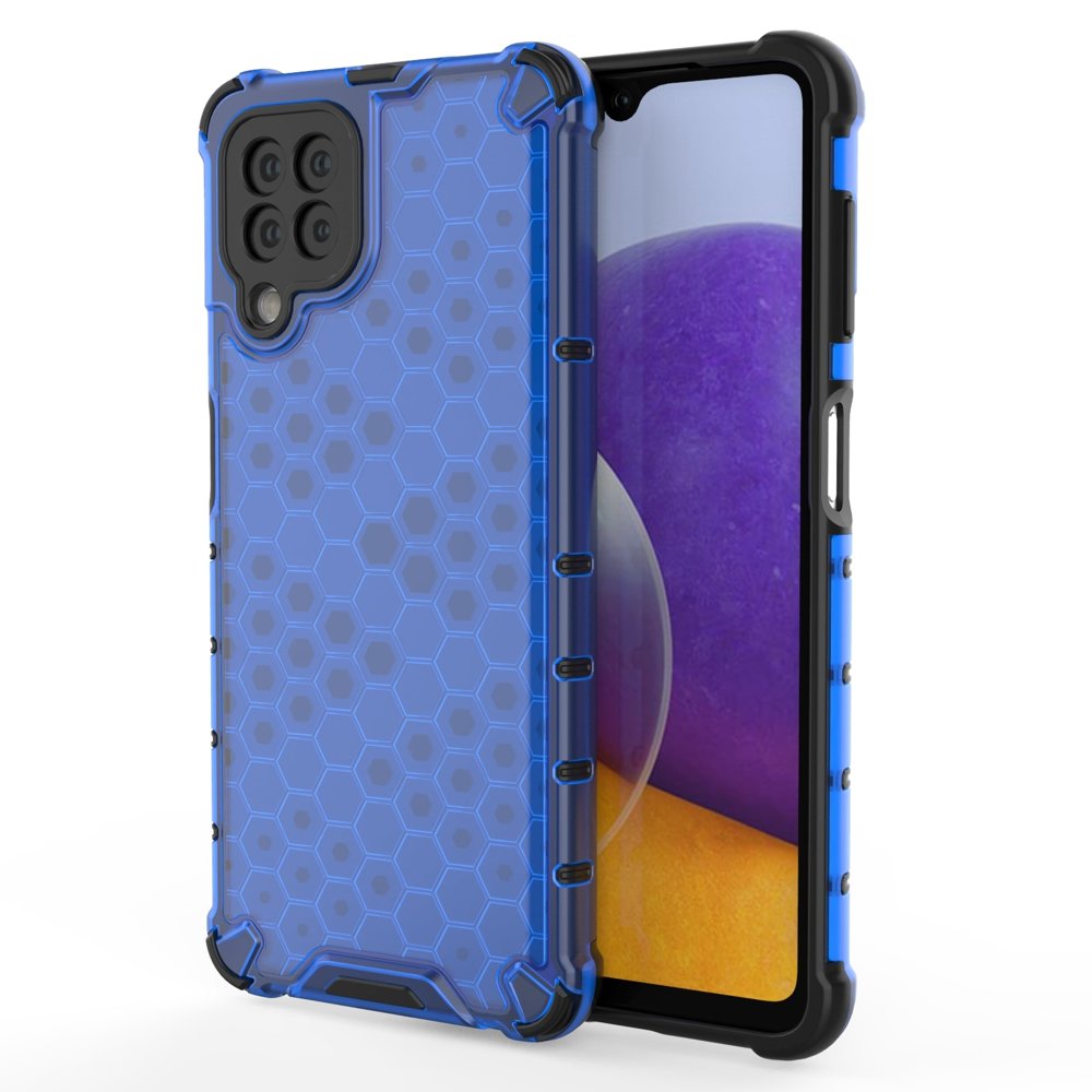 Honeycomb Case armor cover med TPU Bumper til Samsung Galaxy A22 4G blå