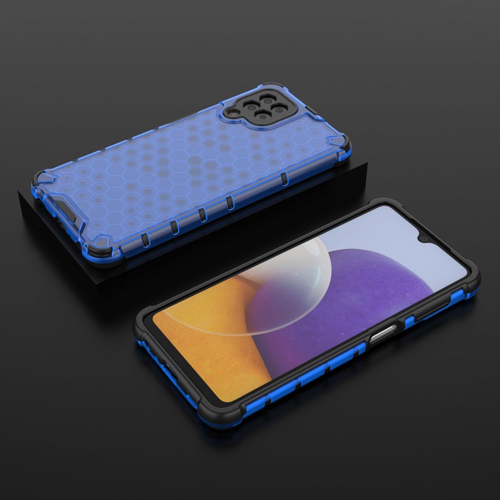 Honeycomb Case armor cover med TPU Bumper til Samsung Galaxy A22 4G blå