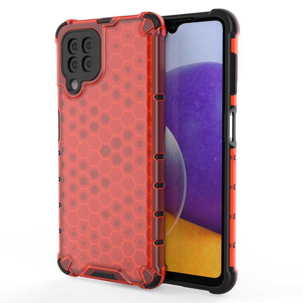 Honeycomb Case armor cover med TPU Bumper til Samsung Galaxy A22 4G rød